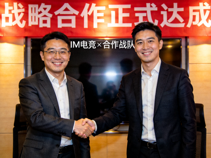 IM电竞CEO与合作战队代表握手合影 - 象征战略合作正式达成