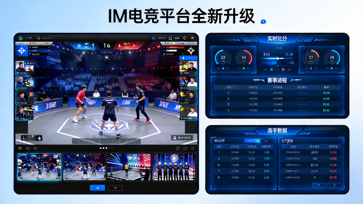 IM电竞平台全新升级界面展示 - 多视角观看与实时数据面板同屏效果图